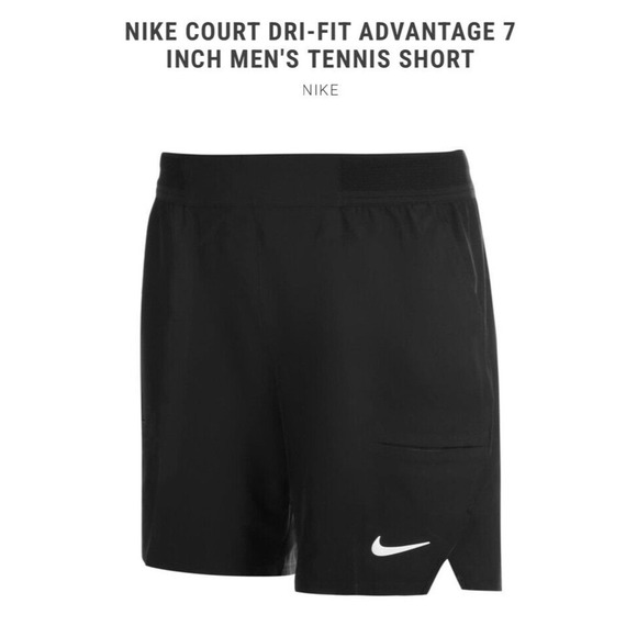 Nike Court Dry-Fit Advantage 7"‎ MEN'S TENNIS SHORTS Black Men's XL - Picture 1 of 13